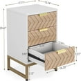 thumbnail image 2 of Resenkos 3 Drawers Nightstand, Bedside Table with Unique Zig Zag Design, Modern Side End Table for Bedroom Living Room, White and Gold, 2 of 3
