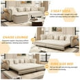 thumbnail image 4 of Timbernest 89" Pull Out Sofa Bed King Size, 3 in 1 Convertible Sleeper Sofa, Velvet Chaise Lounge, Tufted 3-Seater Chesterfield Sofa with Movable Ottoman and Rolled Arm, Beige, 4 of 13