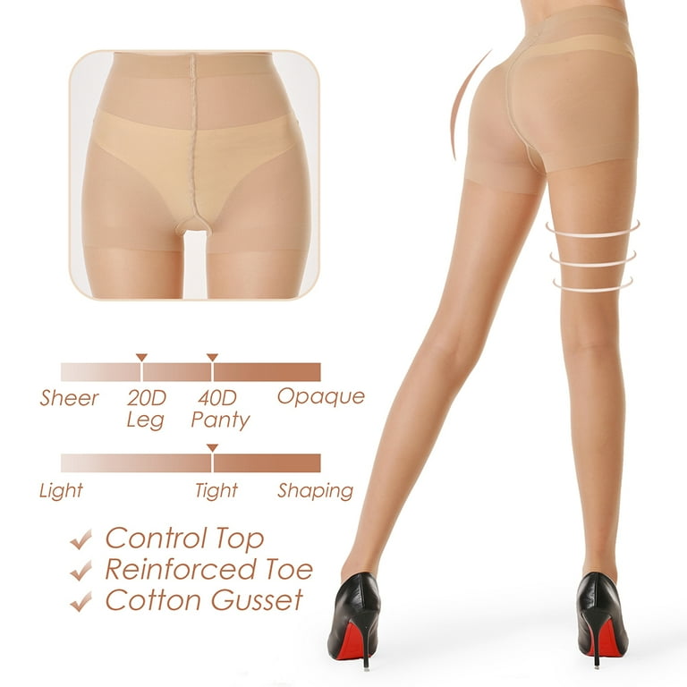 G&Y Women's Silky Support Pantyhose, 3 Pairs - 20D Control G&Y Women's Silky Support Pantyhose, 3 Pairs - 20D Control