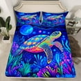 thumbnail image 2 of Manfei Kawaii Ocean Trutle Full Size Sheets,Colorful Undersea Animal Bed Sheets,Multicolor Coral Sheet Sets For Teens,Ultra Soft Home Decor,4pcs, 2 of 7