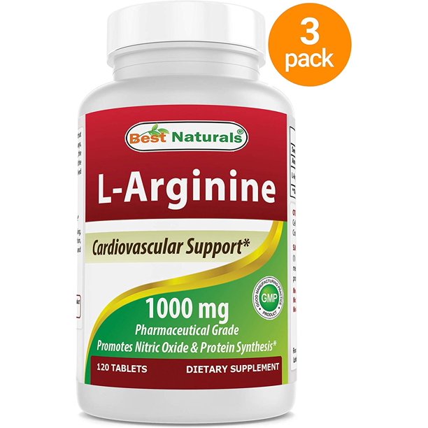 3 Pack Best Naturals LArginine 1000 mg 120 Tablets Pharmaceutical