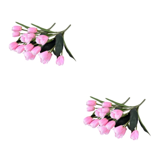 Ramo de flores artificiales Yuarrent tulipanes de seda 9 cabezas decoración boda Rosa 2Conjunto