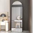 thumbnail image 2 of 64.9''x23.2''Arched Full Length Mirror, Full Body Floor Mirror Standing Hanging or Leaning Wall, Arch Wall Mirror with Stand Metal Support for Bedroom Cloakroom, Black, 2 of 8