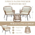 thumbnail image 3 of Bezseller 3-Piece Outdoor Wicker Furniture Set, Patio Conversation Set, Beige, 3 of 7