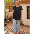 thumbnail image 6 of Plus Size Womens Short Sleeve Casual Summer Tunics Round Neck Tops for Leggings, 6 of 6