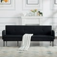 thumbnail image 2 of BSHTI 74.8” Futon Sofa Bed, Convertible Twin-Size Sleeper Sofa, Polyester Fabric Upholstered, 5 Positions Adjustable Backrest,Black, 2 of 12