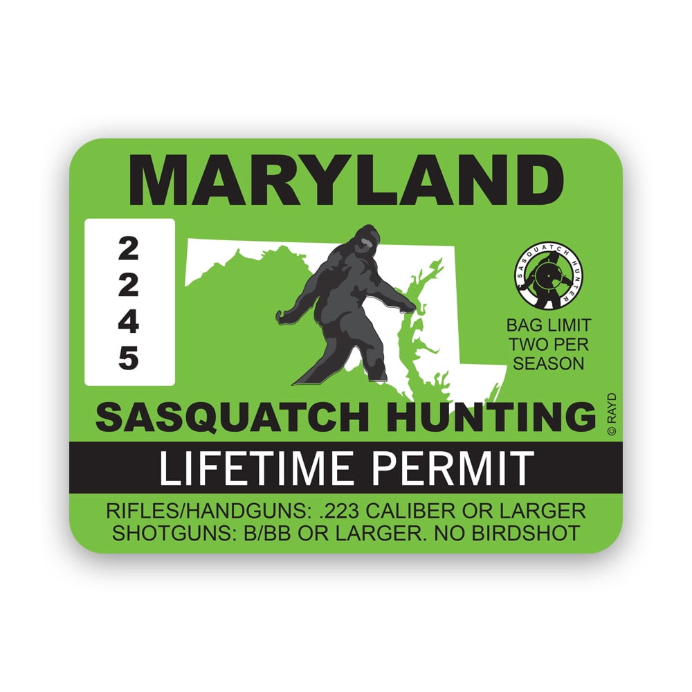 Wyoming Bigfoot Hunting Permit Sticker - 4x3 Inch Die Cut Vinyl Decal Made In USA