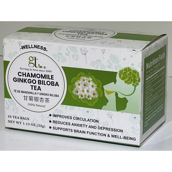 GT Chamomile Ginkgo Biloba Tea, 1.13 Ounce Box (16 Tea Bags)