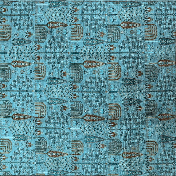 Ahgly Company Indoor Square Oriental Light Blue Industrial Area Rugs, 3' Square
