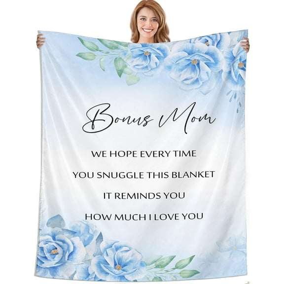DAJU Gift for Stepmom Bonus Mom Throw Blankets Best Bonus Mom Ever Gifts Stepmom Birthday Gifts Bonus Mom Birthday Gifts Ideas Mother Stepmother Gifts Throw Blanket(50*60inch)