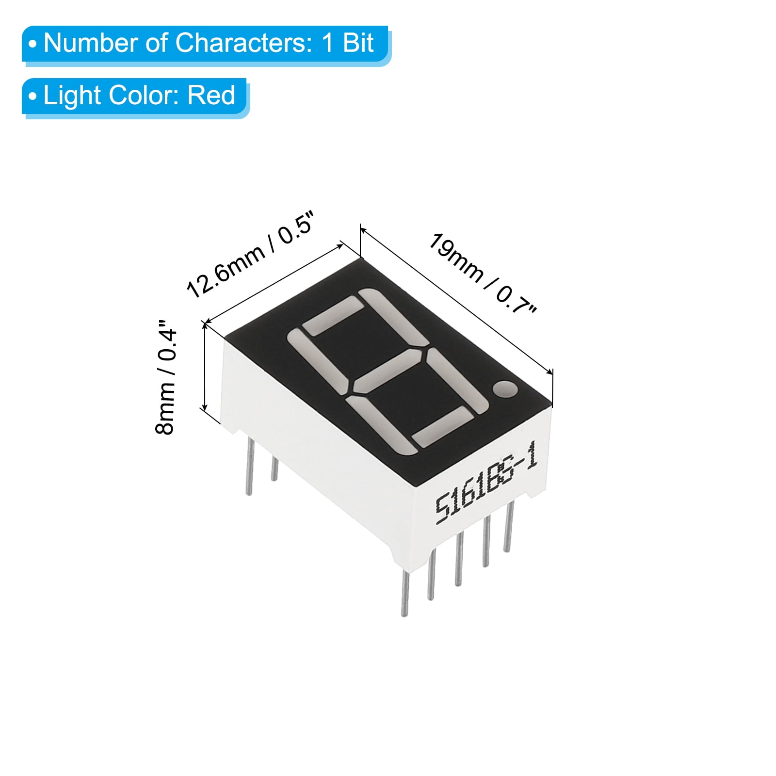 Uxcell Common Anode 7 Segment 10 Pin 1 Bit 2.1V 0.56