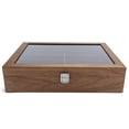 thumbnail image 1 of Caja de almacenamiento de gafas de 8 rejillas, vitrina de madera para gafas de sol, organizador de joyas de viaje, 1 of 14