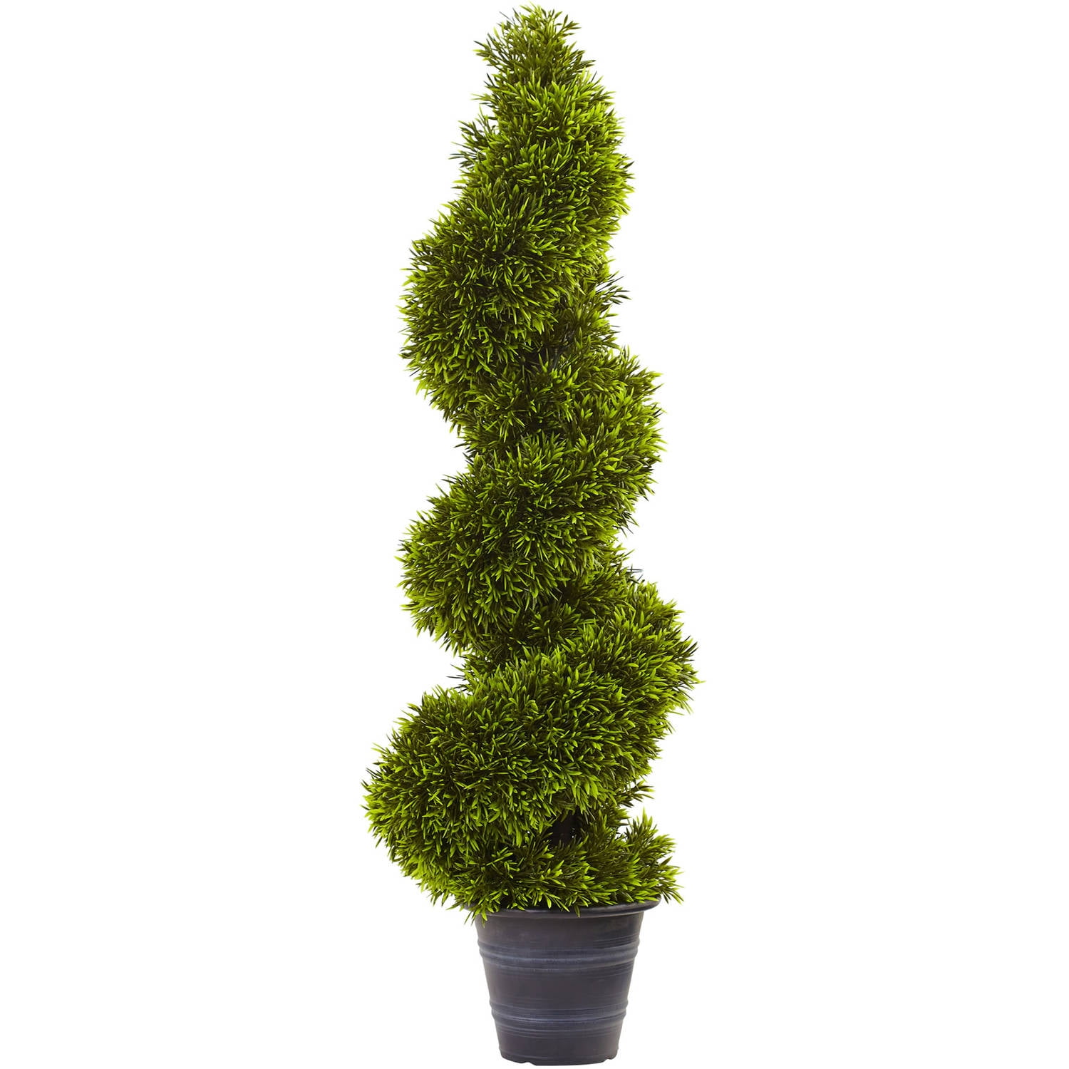 Silk Tree Warehouse Two 4 Foot 3 Inch Artificial Cypress Spiral Topiary Trees Potted Indoor or Outdoor