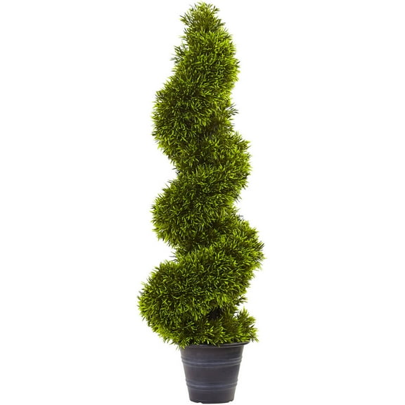 Nearly Natural 3ft. Grass Spiral Artificial Topiary with Decorative Planter, Green