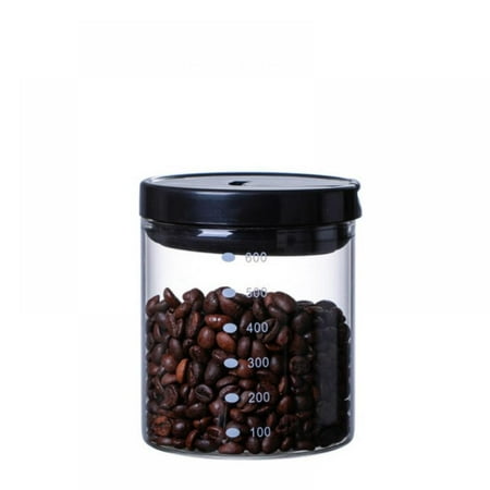 Glass Canister with Black Lid,Tea Canisters for Loose Tea,Sealed Jars of Flour,Brown Sugar,Loose Leaf Tea,Coffee Bean or Ground Coffee,Nut Container,Glass Jar,20.3oz