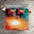 thumbnail image 2 of Ambesonne Science Quilted Coverlet 3 Pcs, Galaxy Stardust Cosmos, Queen Size, Pink Orange Green, 2 of 2