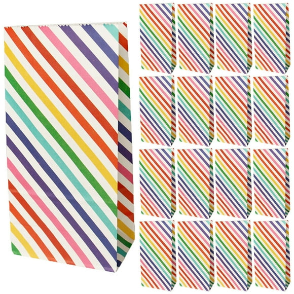 30Pcs Birthday Party Goodie Bags in Rainbow Stripes for Festive Events