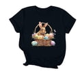 thumbnail image 2 of VBTAPA Jesus Shirts for Women Christian Cross Printed Short Sleeve T-shirts Happy Easter Rabbit Graphic Tees Prime Sales of The Day Black L, 2 of 4