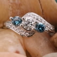 thumbnail image 3 of Dazzlingrock Collection 1.00 Carat (ctw) 10k Round Blue And White Diamond Swirl Engagement 3 Stone Ring, White Gold, Size 8.5, 3 of 5