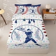 thumbnail image 3 of Homewish Navy Blue Dripping Baseball Stitch Batter Silhouette Graphic Zipper Twin Comforter Sets with Fitted Sheet and 2 Pillowcases,Sport Graphic Zipper Bedding Set,4-Piece, 3 of 6