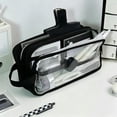 thumbnail image 4 of Secfreeship Clear Transparent Pencil Pouch, Large Capacity Cloth Stationery Organizer with Zipper, Multi-Layer Storage Bag for Pens, Markers, Office Supplies and Travel Essentials, 4 of 9