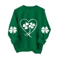 thumbnail image 2 of Hxlamzoo Womens St Patricks Day Sweatshirt Clover Graphic Irish Sweatshirts Comfy Crewneck Long Sleeve Pullover Tops, 2 of 5