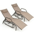 thumbnail image 2 of Costway Lot de 2 Chaises Longues de Patio à Glissière, Fauteuil Inclinable, Cadre Réglable et Robuste pour l'Extérieur, 2 of 9