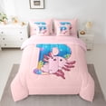 thumbnail image 2 of Manfei Sea Animal Axolotl 7pcs Bedding Comforter Set,Colorful Sealife Croal Queen Bedding Sets,First Letter P Queen Sheet Sets For Girls,Super Cozy Room Decor Reversible, 2 of 8