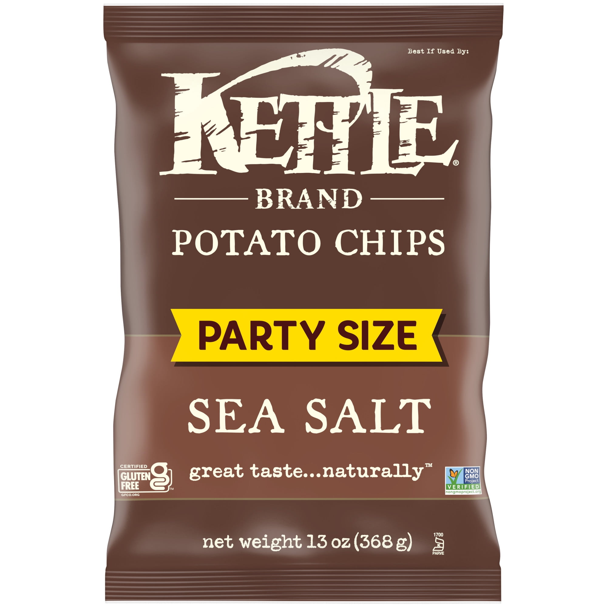 (2 pack) Kettle Brand Potato Chips, Sea Salt Kettle Chips, Party Size, 13 oz