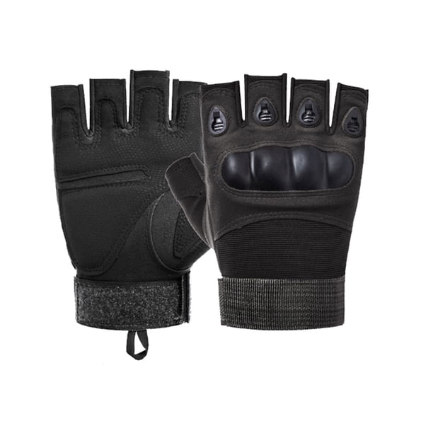 Greeniant 1 par de guantes de medio dedo para montañismo, caza, levantamiento de pesas, guantes acolchados transpirables sin dedos, equipo para deportes Negro M Greeniant OD027055-01