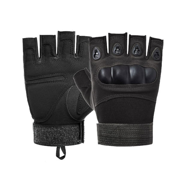 Wosthever 1 par de guantes de medio dedo para montañismo, , levantamiento de pesas, guantes acolchados transpirables sin dedos, equipo para Negro M