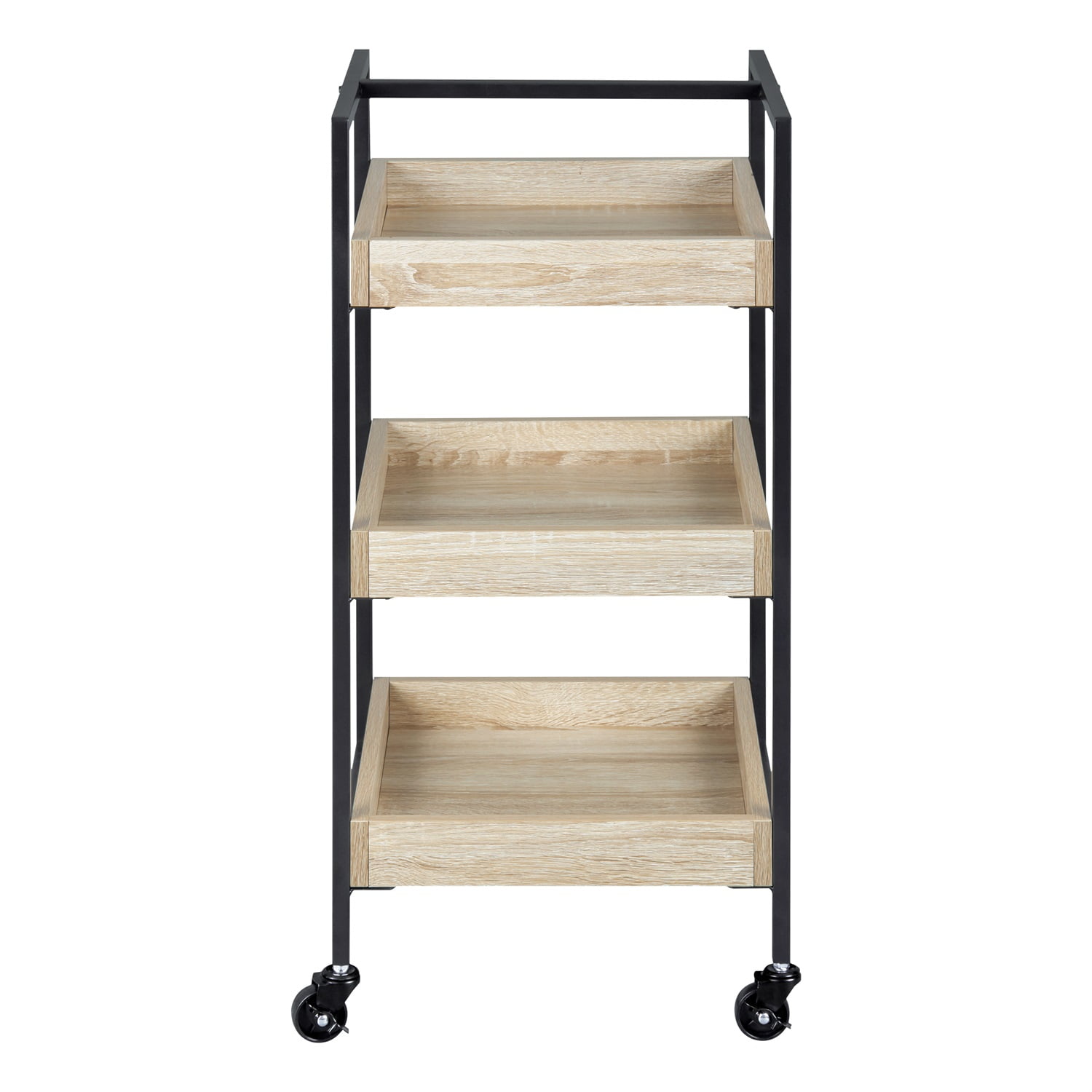 Kadyn 3-tier Wooden Rolling Utility Kitchen Storage Cart, Kitchen Storage Rolling Cart for Narrow Space, Heavy Duty Storage Basket Organizer Shelves on Wheels, Brown