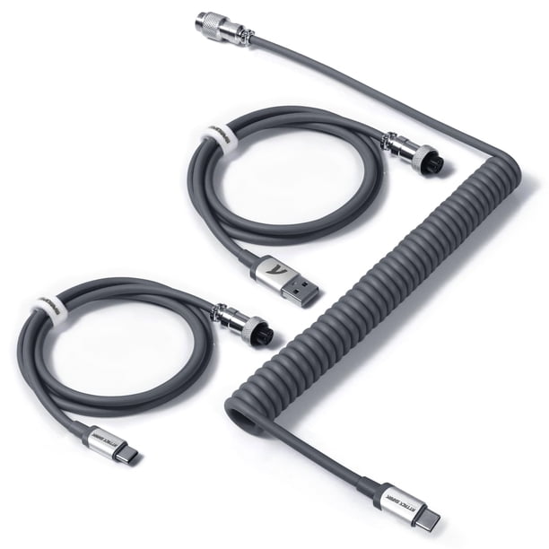 Cable de teclado en espiral ATTACK SHARK C04 USB-A a USB-C gris