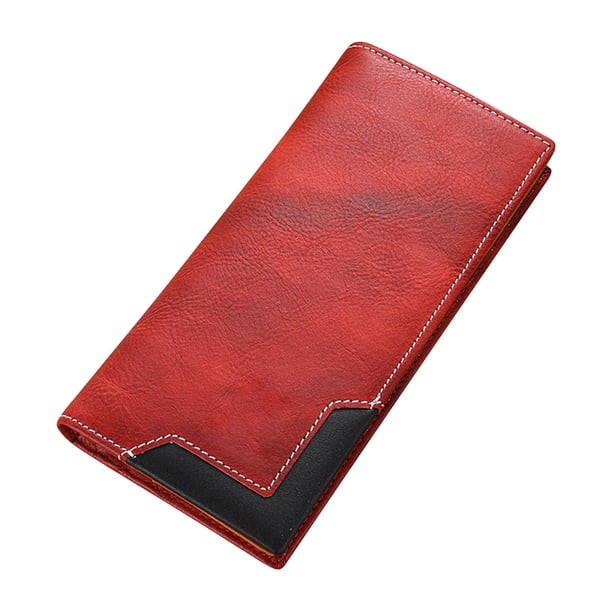 Cartera plegable de cuero con bloqueo RFID para hombre, con múltiples ranuras para tarjetas y compartimento para efectivo, para viajes de negocios, 19 x 9 cm Yulucky