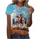 thumbnail image 1 of Tops de Ajuste Suelto para las Mujeres Nueva Manga Corta Cuello Redondo Suéter Caballo Casual Impreso Camiseta, Ligero Top de Verano, 1 of 8