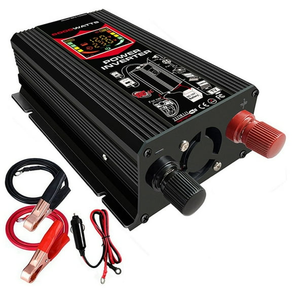 6000W Car Power Inverter DC 12V to AC 220V Universal Sine Wave Electronic Charging Converter 2 USB Outdoor Charge