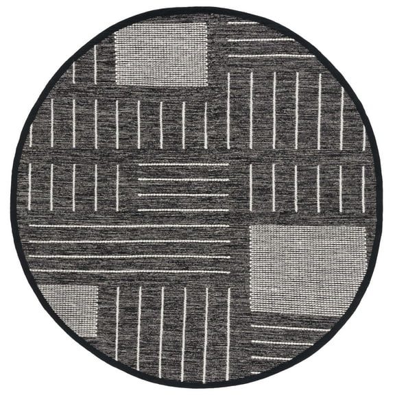 SAFAVIEH Kilim Igor Geometric Area Rug, Black/Ivory, 6' x 6' Round