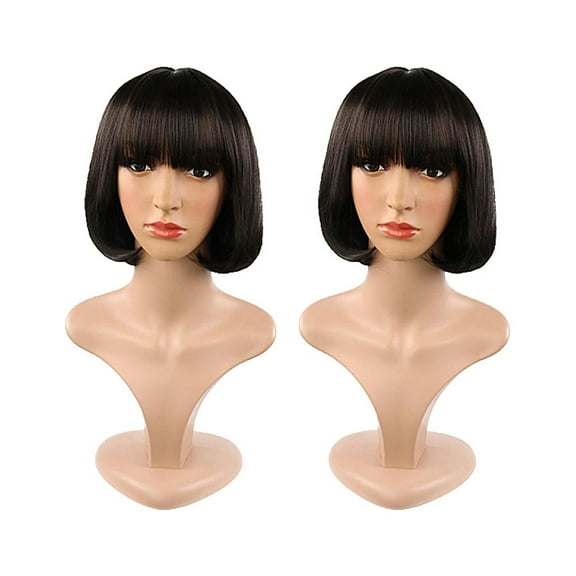 Realistic Wig for Women with High Temperature Fiber Black Color Stylish Design for 57 cm