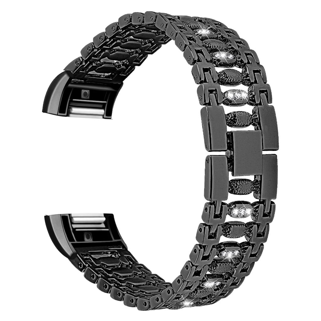 For Fitbit Charge 2 Metal Bracelet Rhinestones Adjustable Band Fashion Wrisband 