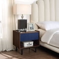 thumbnail image 2 of Manhattan Comfort Duane Modern Ribbed Nightstand with Full Extension Drawer in Dark Brown and Navy Blue, 2 of 5