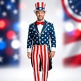 thumbnail image 4 of Uncle Sam Costume Adult, American Flag Suit Men, 4th of July Party Wear,Uncle Sam Halloween Costume, Independence Day Cosplay,Halloween Costumes for Men,Hat+ Shirt+ Coat+Pants,L, 4 of 7
