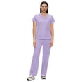 thumbnail image 5 of Fgvctg Women Scrubs Sets Plus Size Nurse Uniforms Petite V Neck Yoga Scrub Pants and Tops Medical Uniforms Scrub Set with Pockets Light Purple XL, 5 of 5