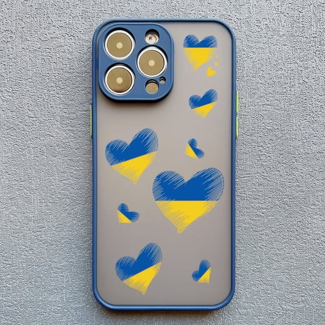 Ukraine Map Flag Love Heart Pattern Phone Case For iphone 15 14 11 12 13 Pro Max Mini X XS XR 7 8 Plus SE2 Blue Shockproof Cover blue Ukraine 4 for iphone 15Pro