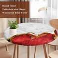 thumbnail image 4 of Red Gold Marble Round Tablecloth, Fitted Table Cover with Elastic for 55"-60" Round Tables, Modern Abstract Marble Crack Texture Table Cloth Outdoor Indoor Dinning Party Waterproof Tablecloths, 4 of 7