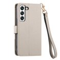 thumbnail image 3 of For Samsung Galaxy S22 Plus S22+ 5G Leather Phone Case Wallet Zipper Pocket Pouch Folio Flip Cover Kickstand, Multi Anti-theft Card Holder Cash Slot, Double Magnetic Buckle, Wrist Lanyard,Gray, 3 of 12