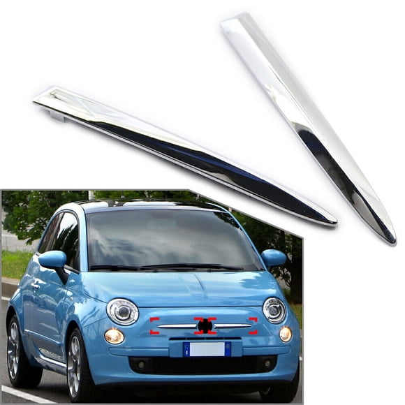 2x Chrome Front Bumper Upper Moulding Trim Fit for Fiat 500 2007-2015 08 09 10 11
