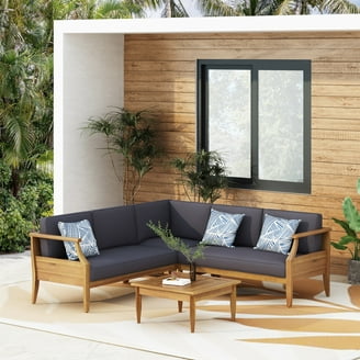 Danielle Outdoor 10 Piece Acacia Wood Sectional Sofa Set with