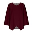thumbnail image 4 of Oalirro Wine Womens Long Sleeve Tops Summer V Neck Solid Womens Trendy Tops, 4 of 6