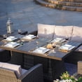 thumbnail image 3 of 7-Piece Wicker Patio Fire Pit Conversation Set with Ice Container and Gray Cushions, 3 of 10