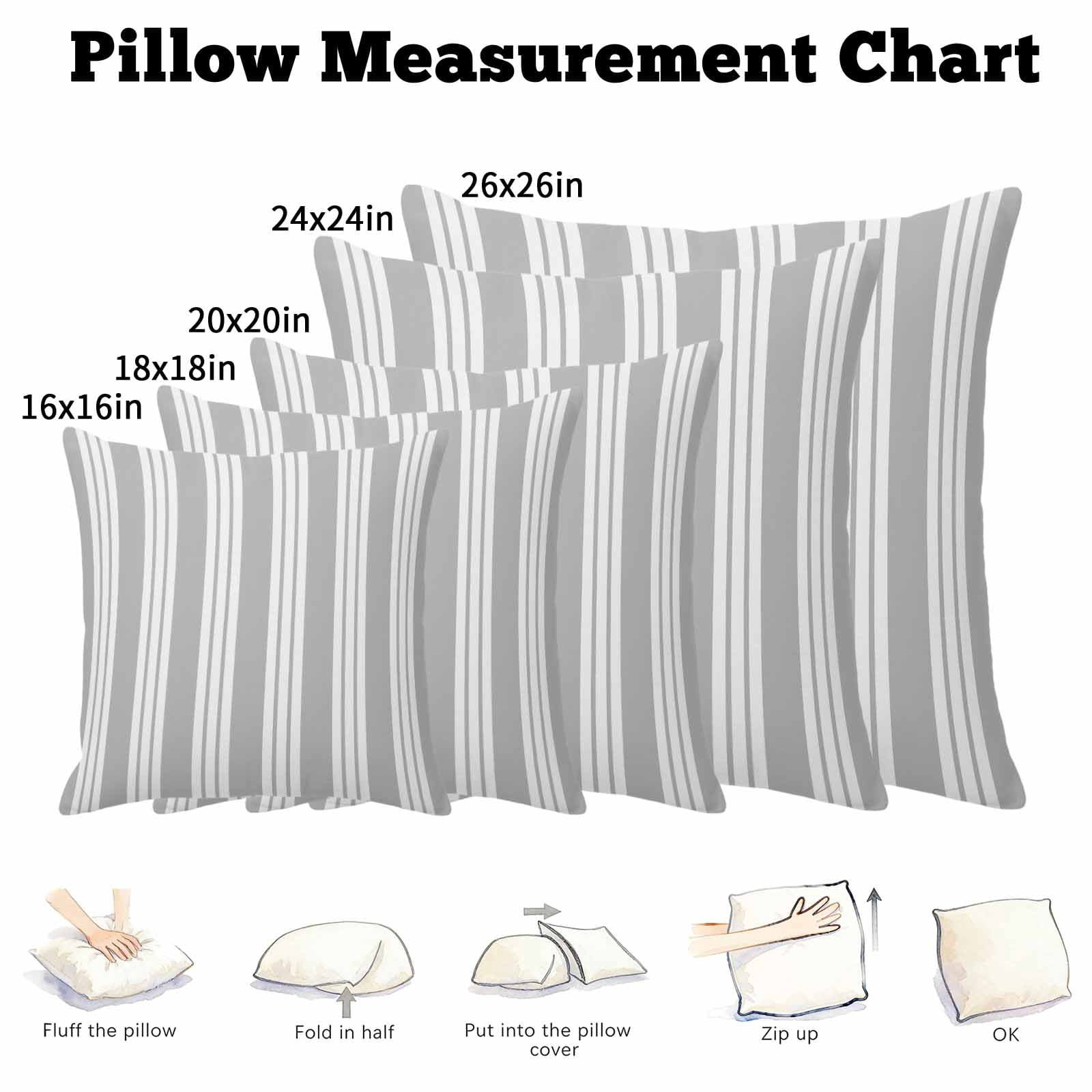 Throw Pillow Covers, Striped Grey 26x26 Pillow Covers for Couch/Sofa/Bed, Farmhouse Line Stripes Classic Decorative Square Linen Cushion Pillowcase for Home Decor
